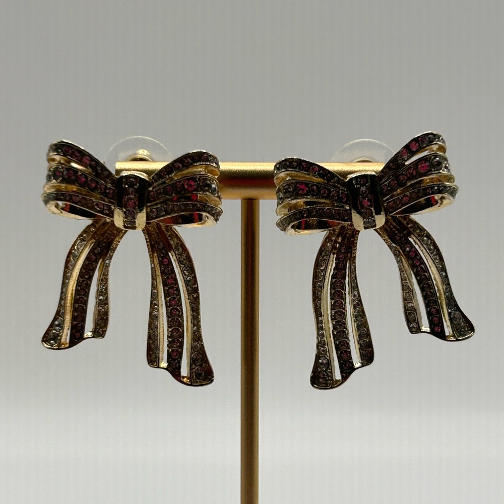 Bow Earring with Rhinestones - Picture 2 of 6